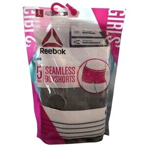 Reebok Girls' 5 Pack Stretch Performance Seamless Boyshort Underwear MEDIUM